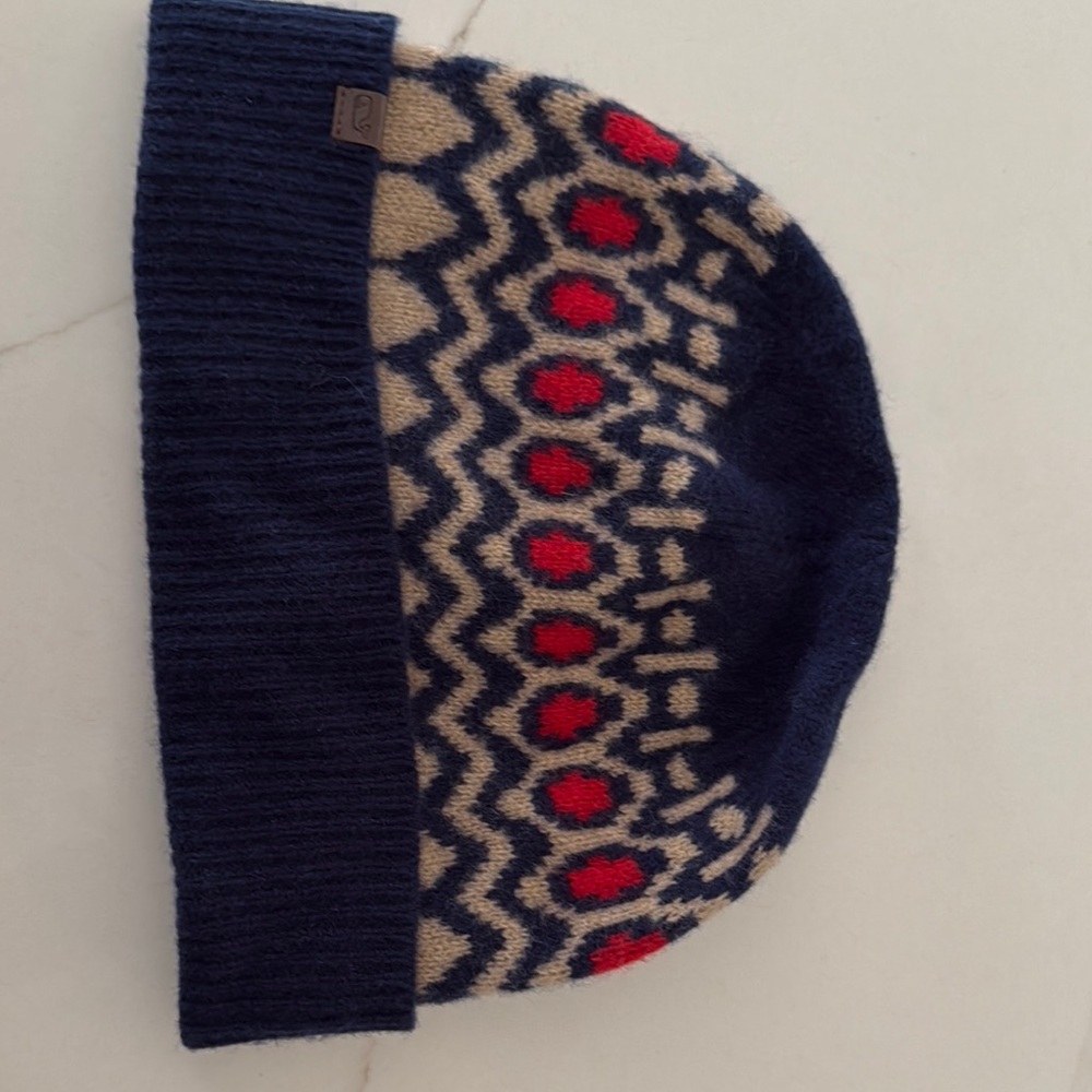 Navy Blue Patterned Beanie